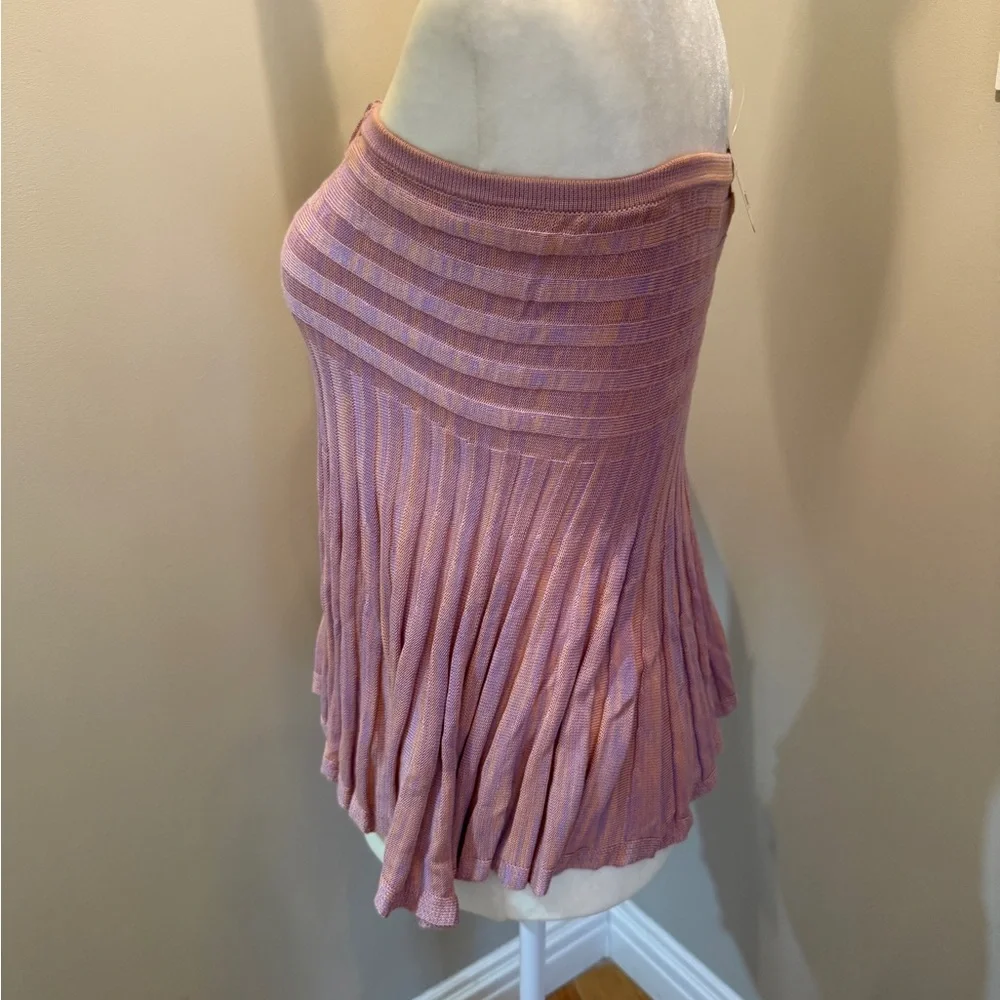 Free People Mauve Strapless Pleated Top - Picture 2 of 10